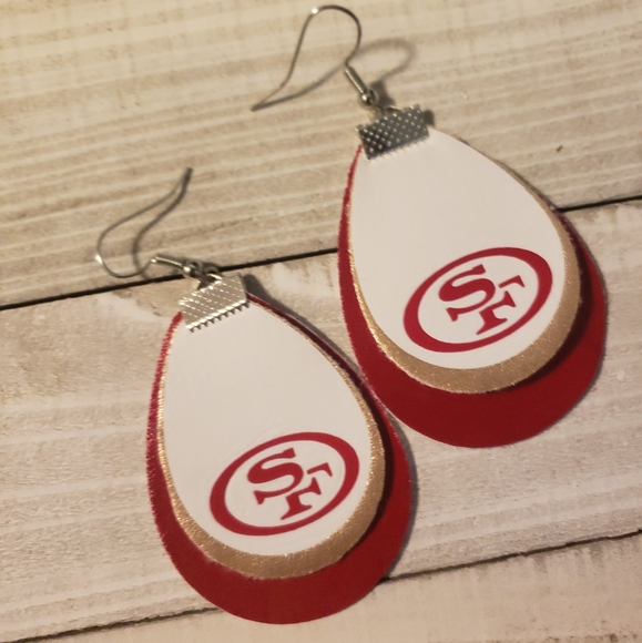 49er Faux Leather Earrings - Picture 1 of 1